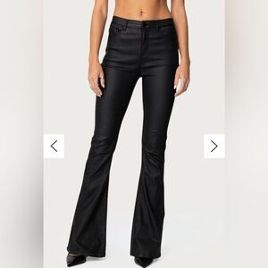 Edikted Black Faux Leather Flared Pants 2